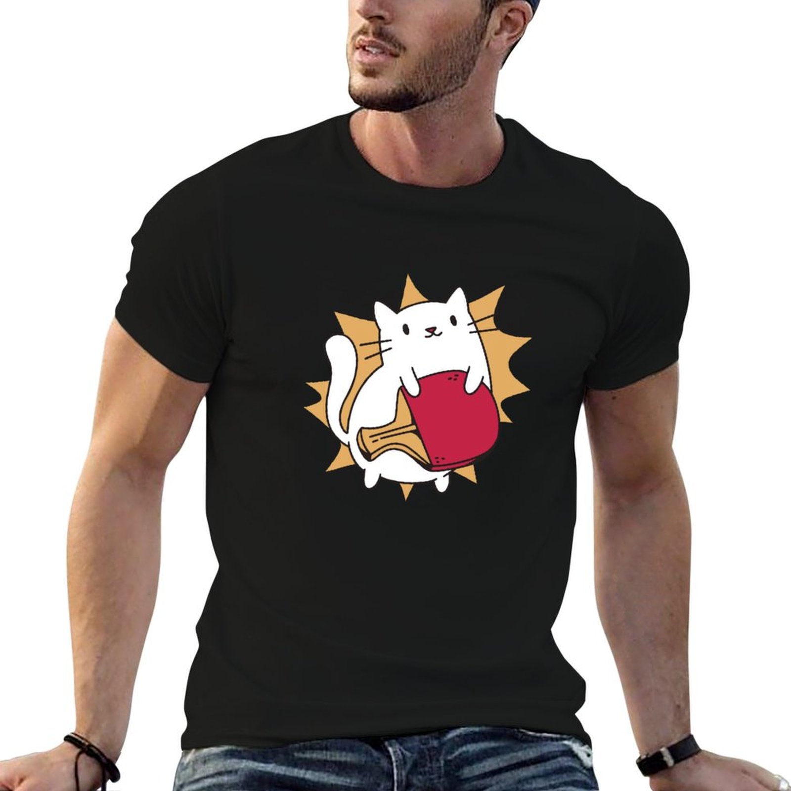 Cat plays table tennis T-Shirt - đánh giá và giá Table Tennis Is Played With A