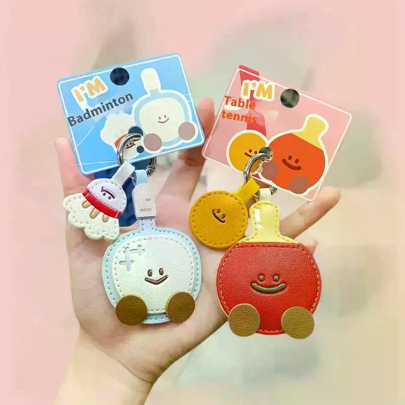 Cute Cartoon Leather Racket St - đánh giá và giá Table Tennis Keychain