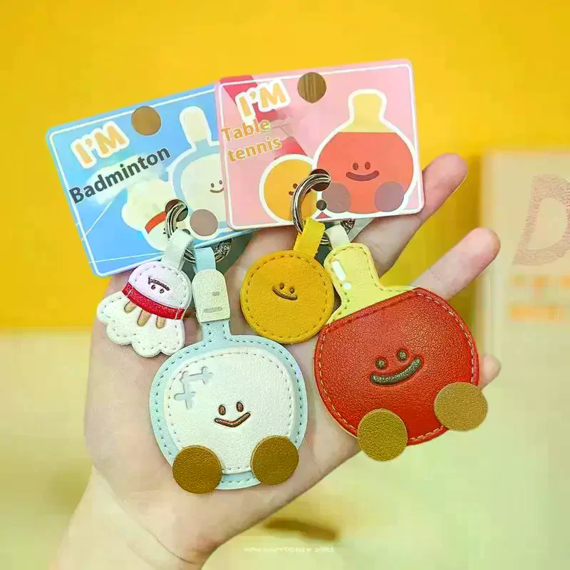 Cute Cartoon Leather Racket St - đánh giá và giá Table Tennis Keychain