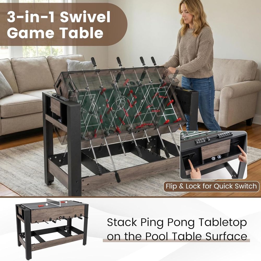 3-in-1 Swivel Game Table, 49'' - đánh giá và giá Table Tennis Or Tennis Table